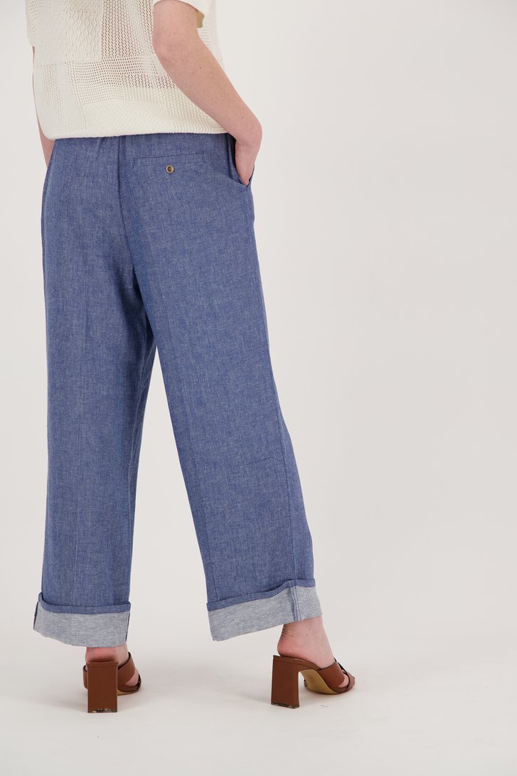 Blauwe linnen broek  van Libelle voor Dames