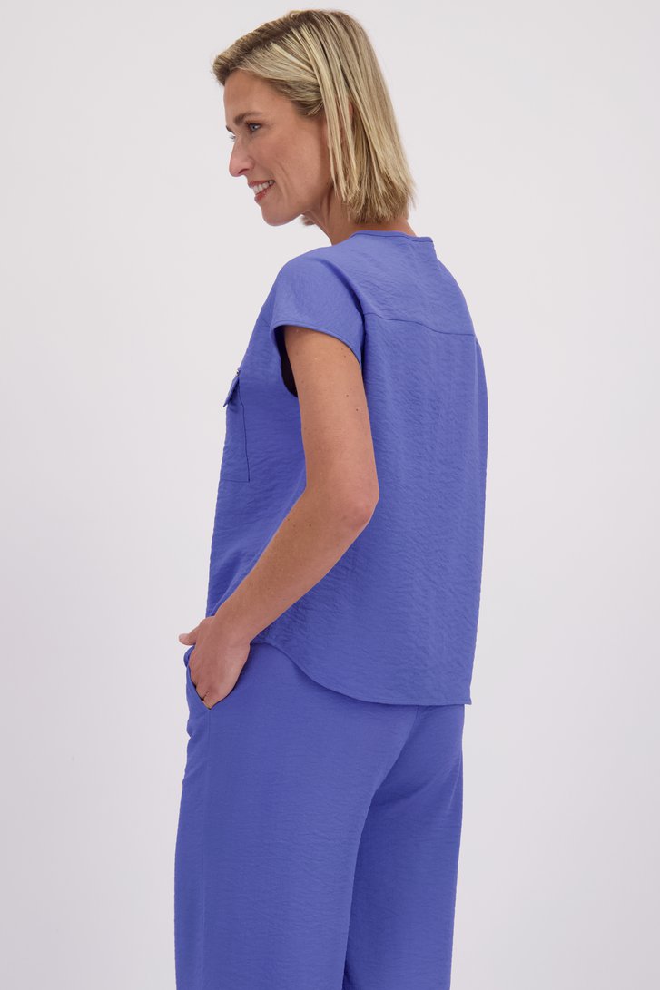 Achterkant van Blauwe mouwloze blouse door Claude Arielle voor Dames