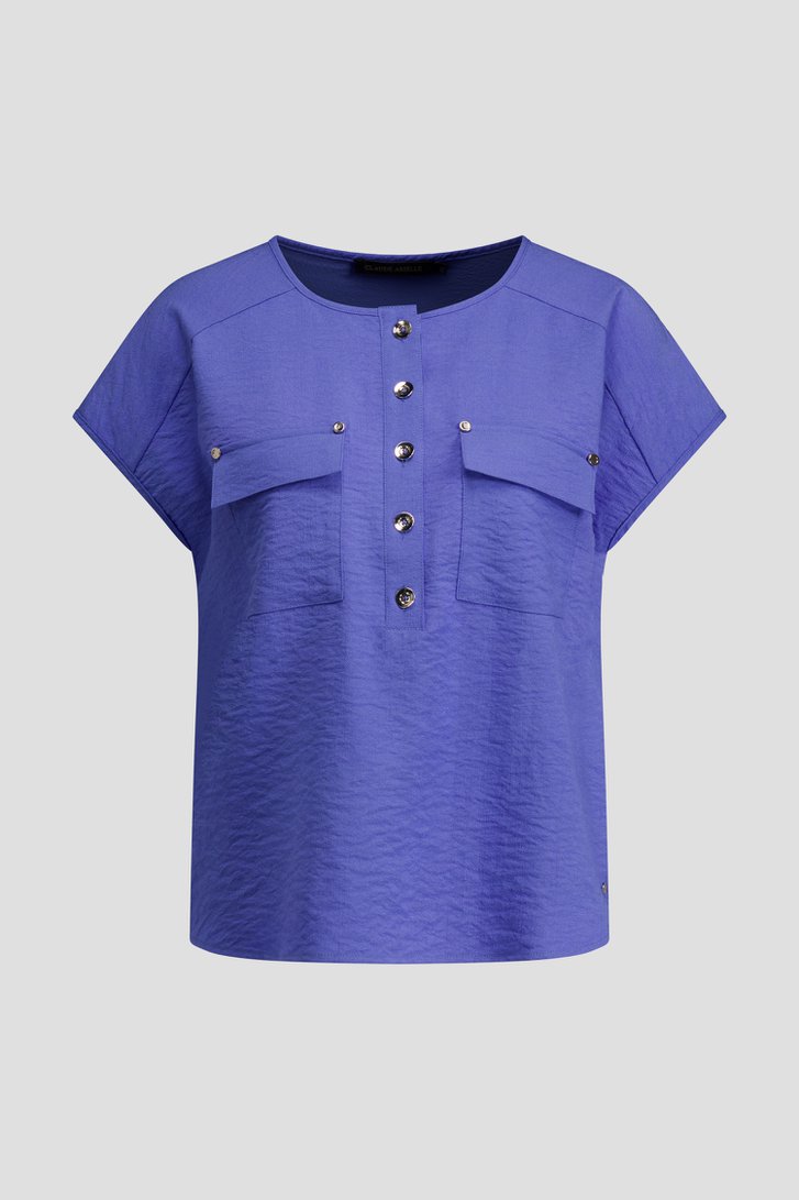 Productfoto 1 van Blauwe mouwloze blouse door Claude Arielle voor Dames