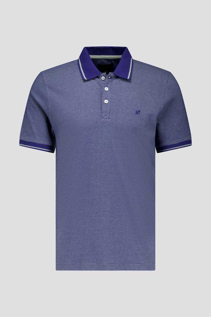 Blauwe polo met fijne groene print van Ravøtt voor Heren