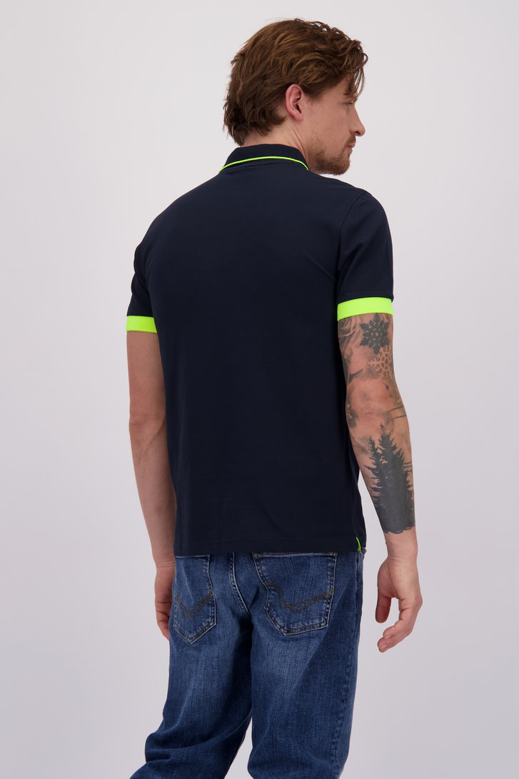 Achterkant van Blauwe polo met fluo groen accent  door Sun68 voor Heren