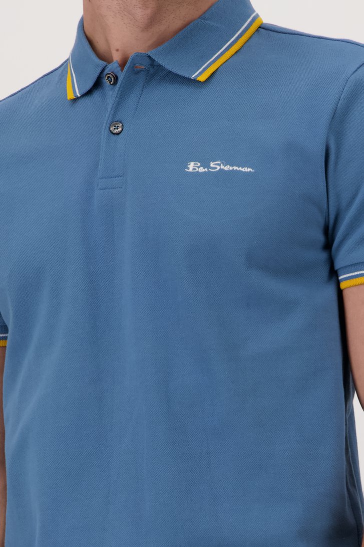 Blauwe polo met gele details van Ben Sherman voor Heren