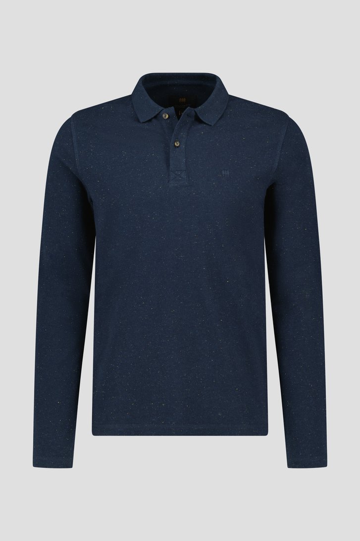 Blauwe polo met gespikkelde stof van Ravøtt voor Heren