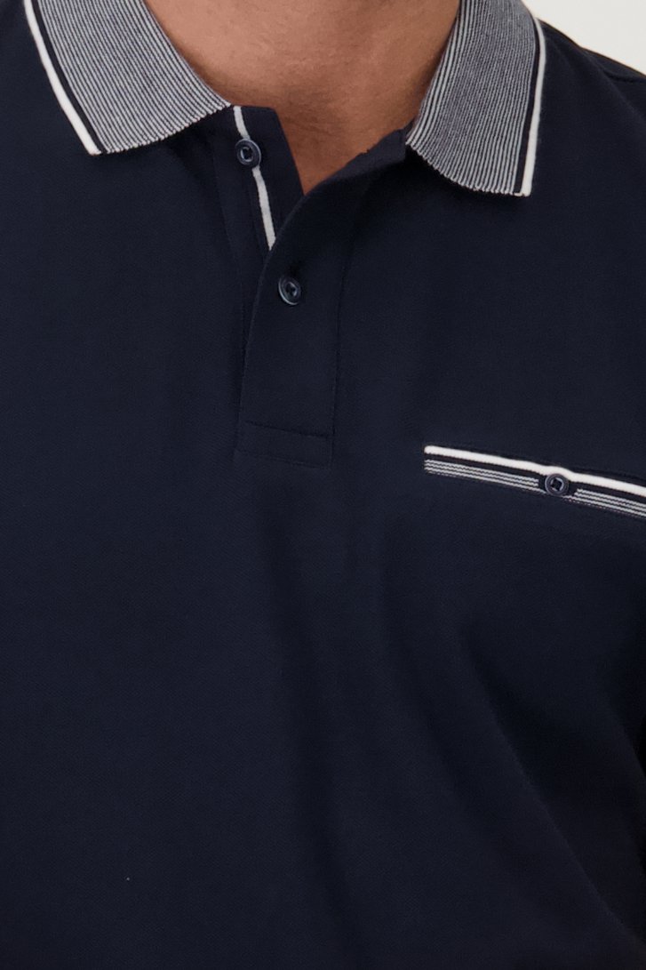 Blauwe polo met gestreepte kraag van Dansaert Blue voor Heren
