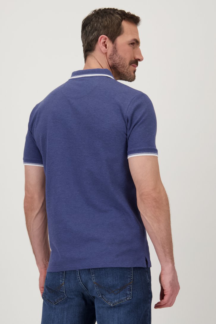 Blauwe polo met knopen en witte streep van Upper East voor Heren