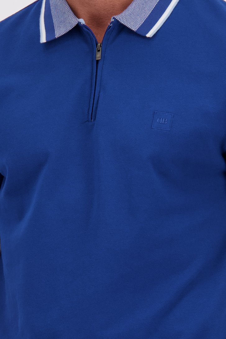 Detail van Blauwe polo met korte rits door Dansaert Blue voor Heren