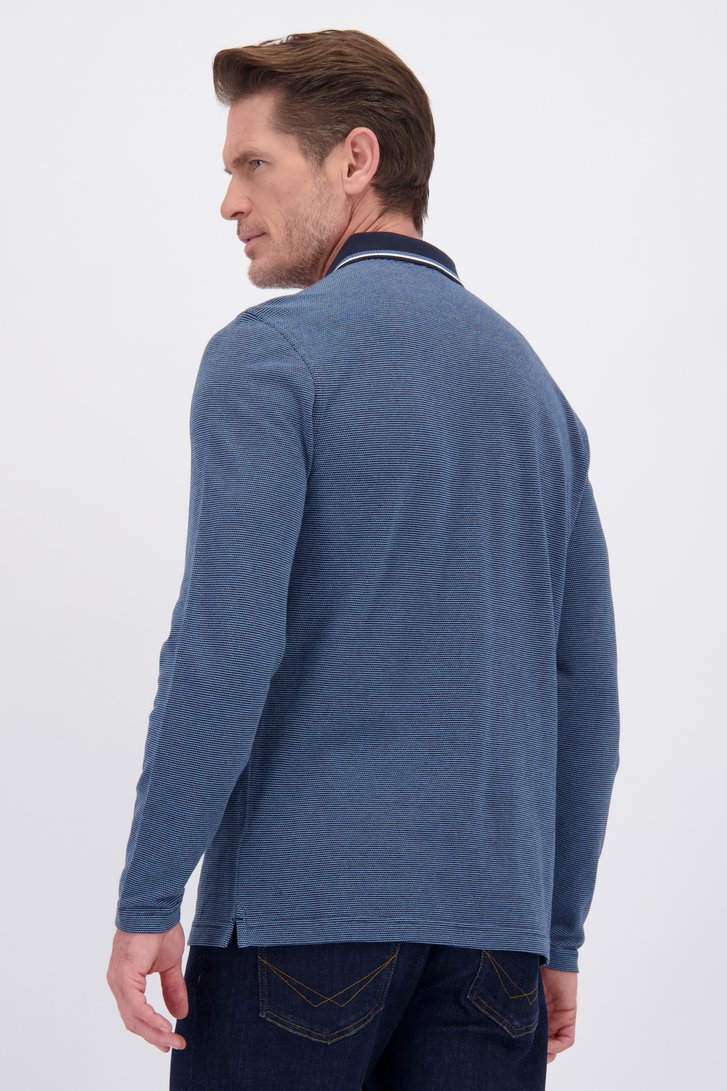 Achterkant van Blauwe polo met lange mouwen door Dansaert Blue voor Heren