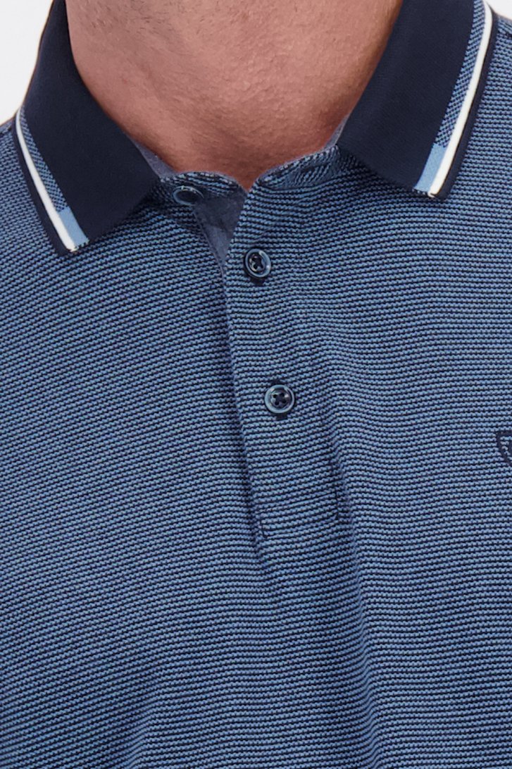 Detail van Blauwe polo met lange mouwen door Dansaert Blue voor Heren