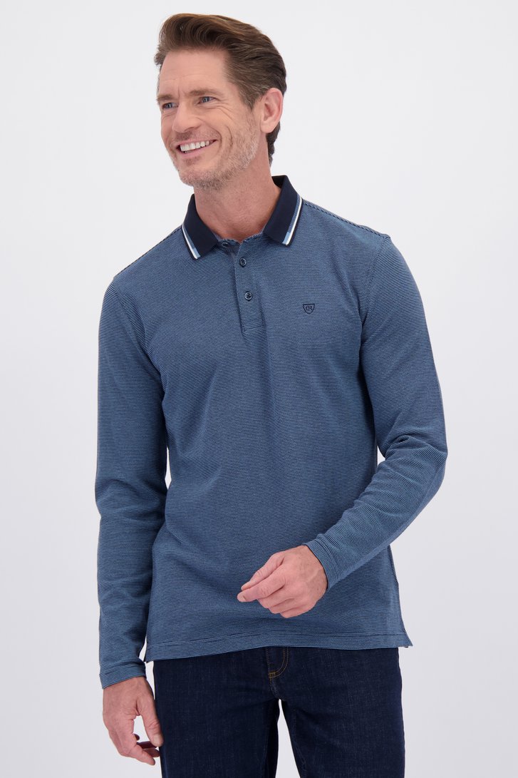 Voorkant van Blauwe polo met lange mouwen door Dansaert Blue voor Heren