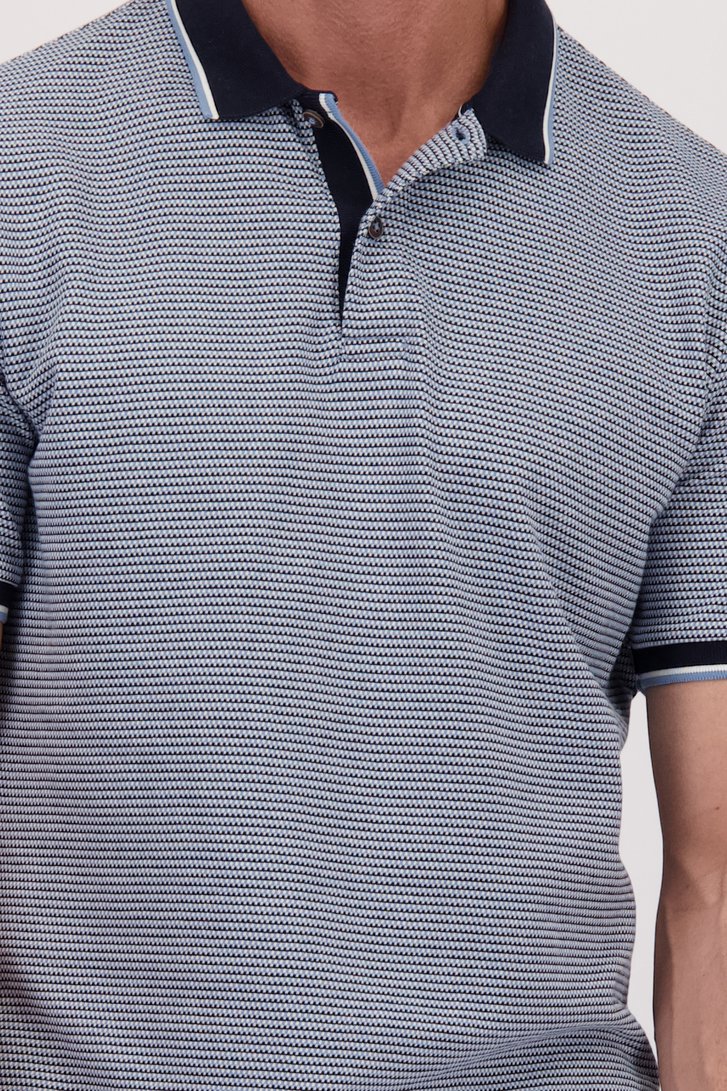 Detail van Blauwe polo met navy-wit motief door Dansaert Blue voor Heren