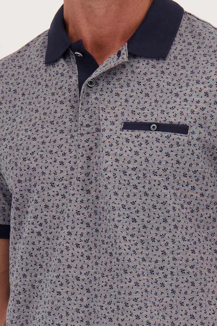 Detail van Blauwe polo met print  door Dansaert Blue voor Heren