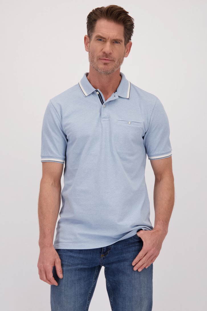 Voorkant van Blauwe polo met witte en donkerblauwe details door Dansaert Blue voor Heren