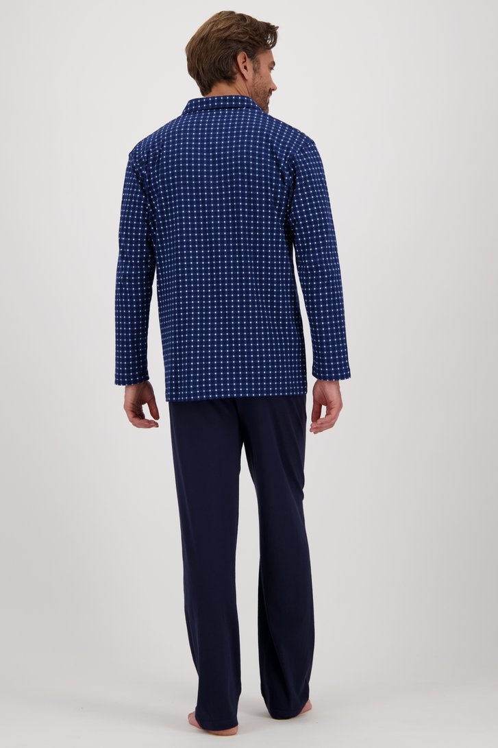 Blauwe pyjamaset met geruit hemd van Götzburg voor Heren