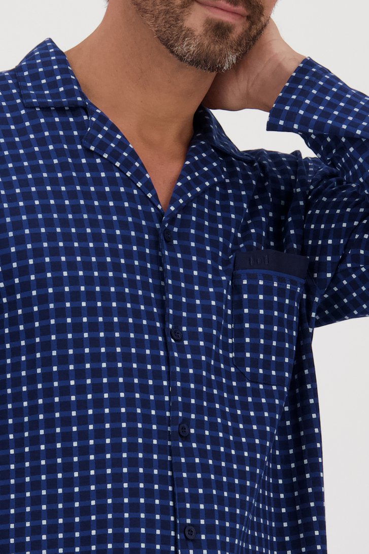 Blauwe pyjamaset met geruit hemd van Götzburg voor Heren
