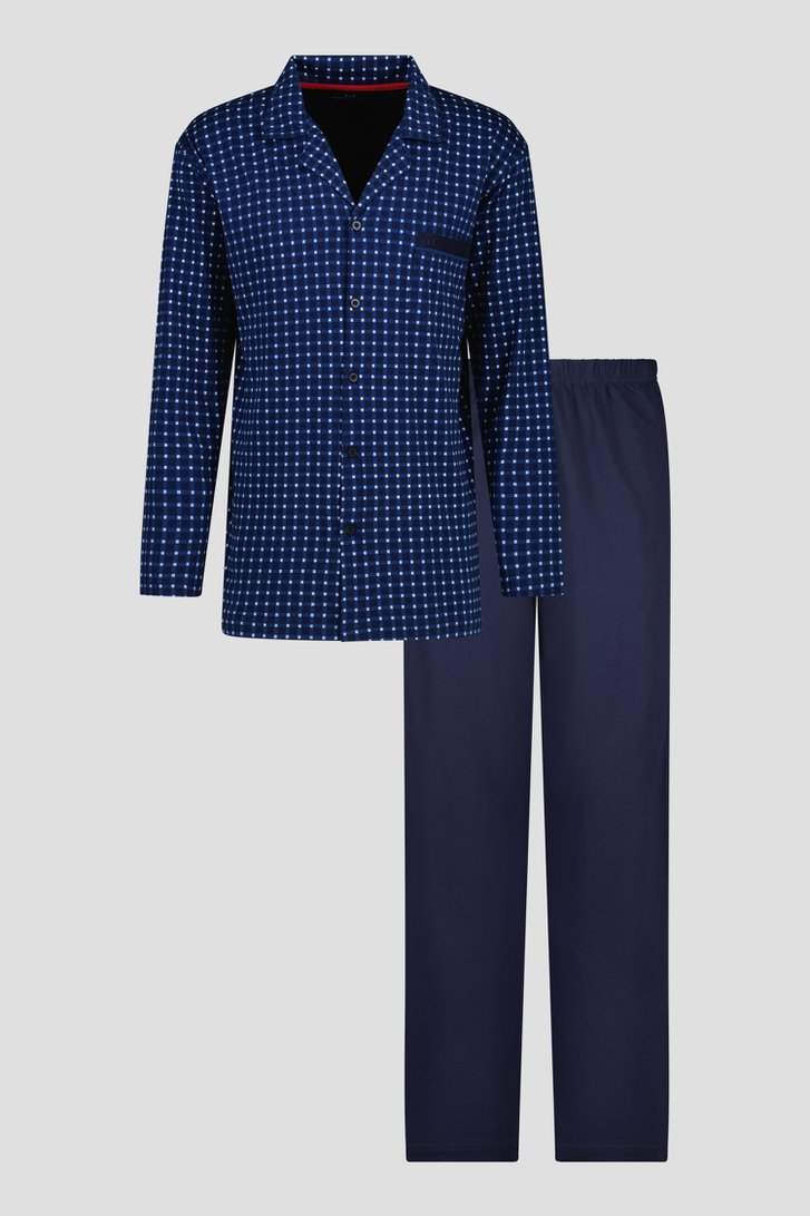 Blauwe pyjamaset met geruit hemd van Götzburg voor Heren