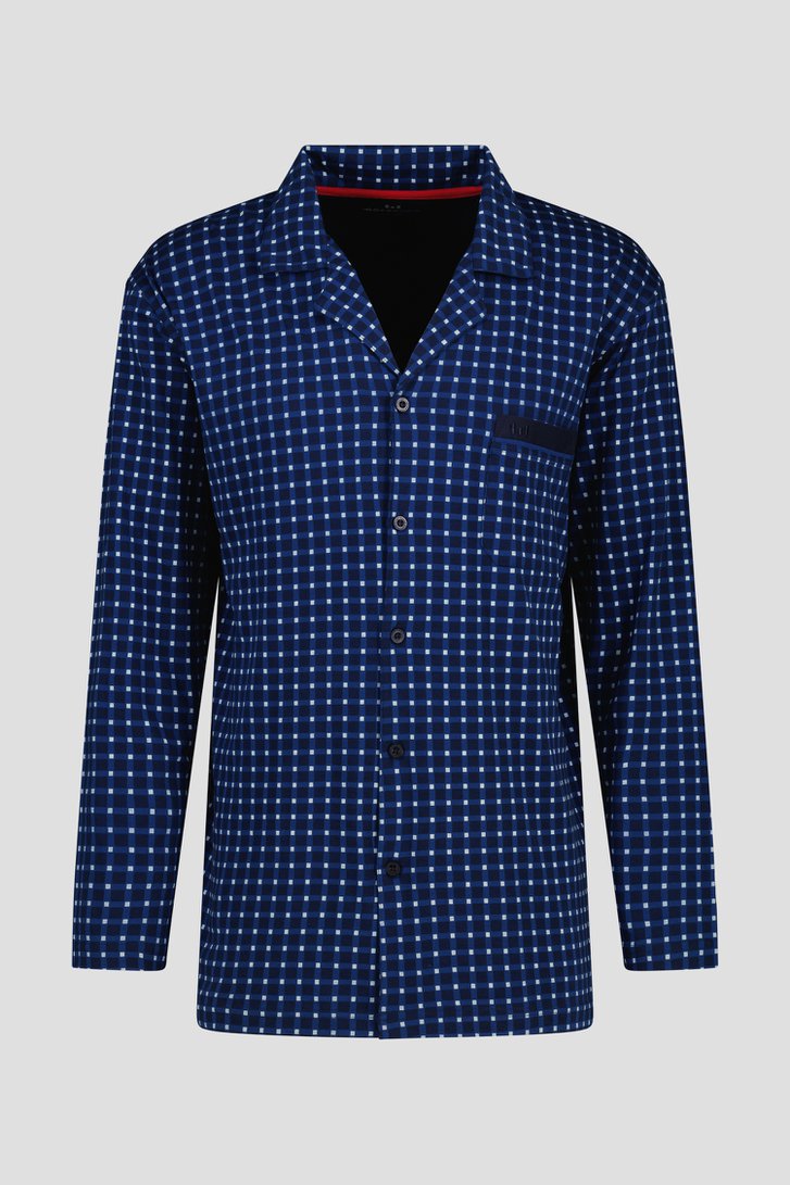 Blauwe pyjamaset met geruit hemd van Götzburg voor Heren
