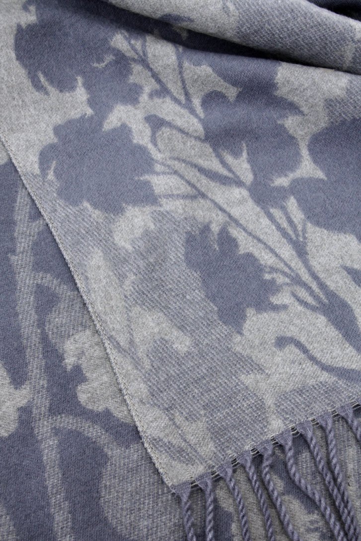 Blauwe sjaal met lichtgrijze bloemenprint van Modeno voor Dames