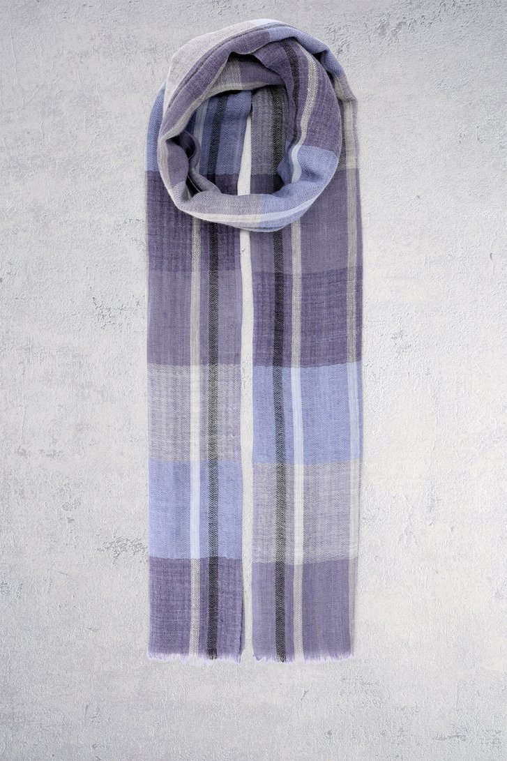 Voorkant van Blauwe sjaal met strepen door Liberty Island voor Heren