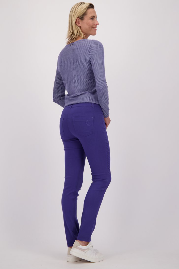 Achterkant van Blauwe stretchbroek met elastische taille door Claude Arielle voor Dames