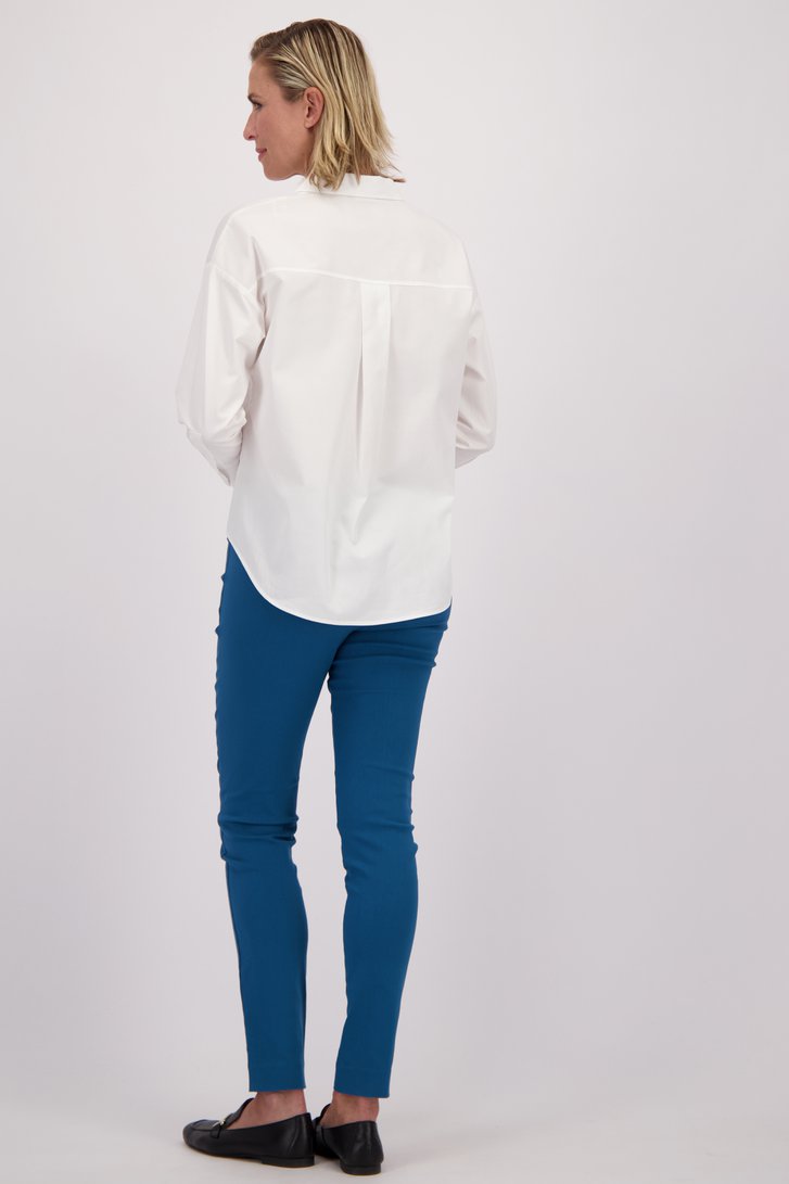 Achterkant van Blauwe stretchbroek met elastische tailleband door Claude Arielle voor Dames