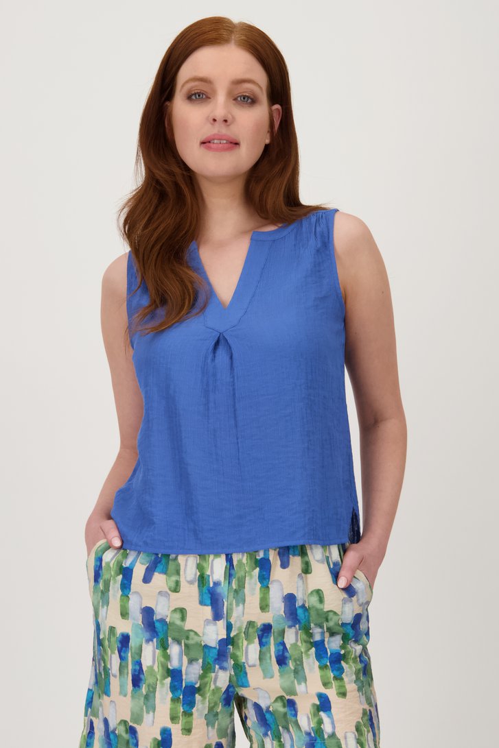 Blauwe top in fijne reliëfstof van Liberty Loving nature voor Dames