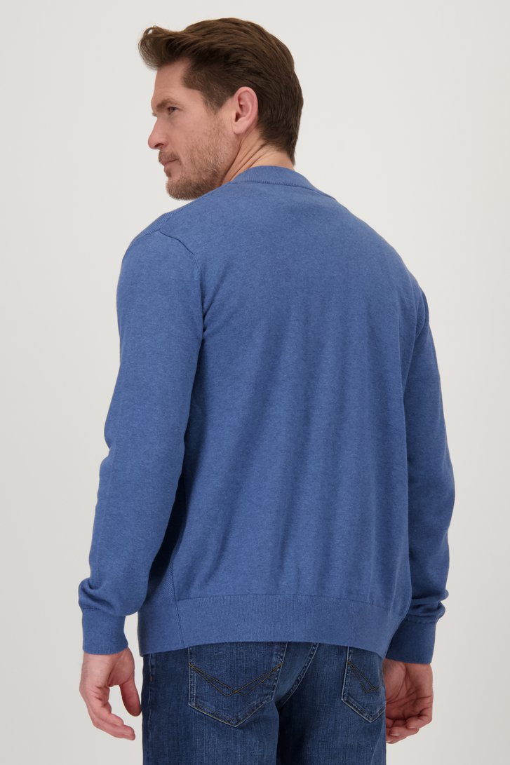 Blauwe tricot cardigan met rits van Dansaert Blue voor Heren