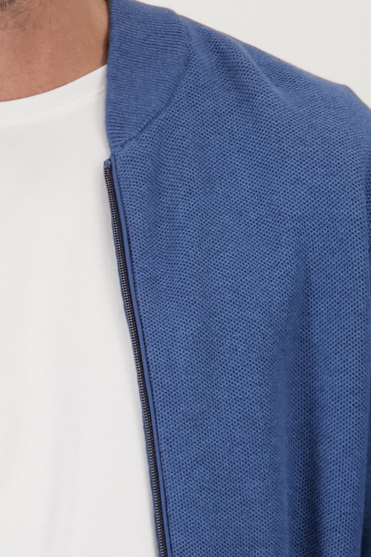 Blauwe tricot cardigan met rits van Dansaert Blue voor Heren