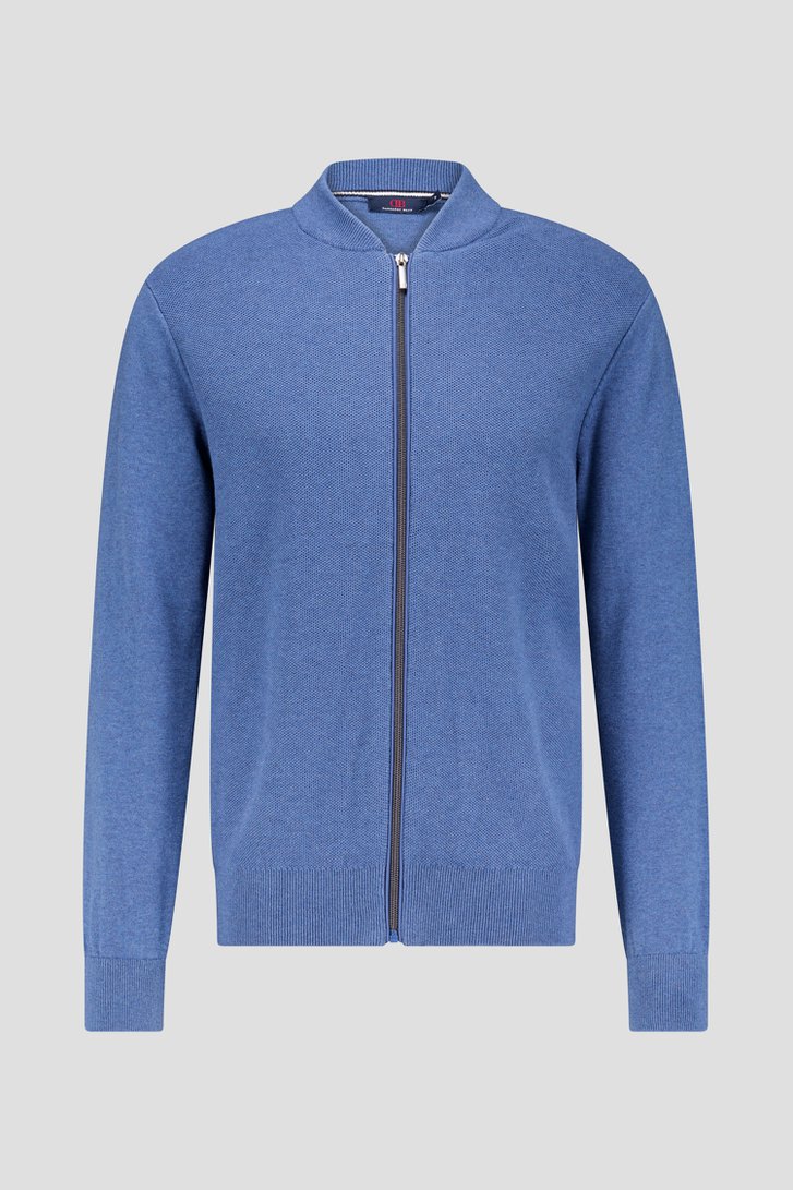 Blauwe tricot cardigan met rits van Dansaert Blue voor Heren