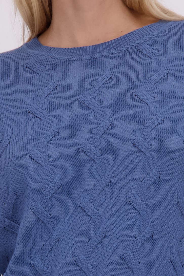 Detail van Blauwe trui met 3/4 mouwen door Liberty Island voor Dames