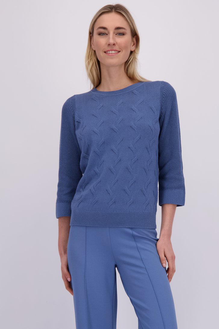 Voorkant van Blauwe trui met 3/4 mouwen door Liberty Island voor Dames