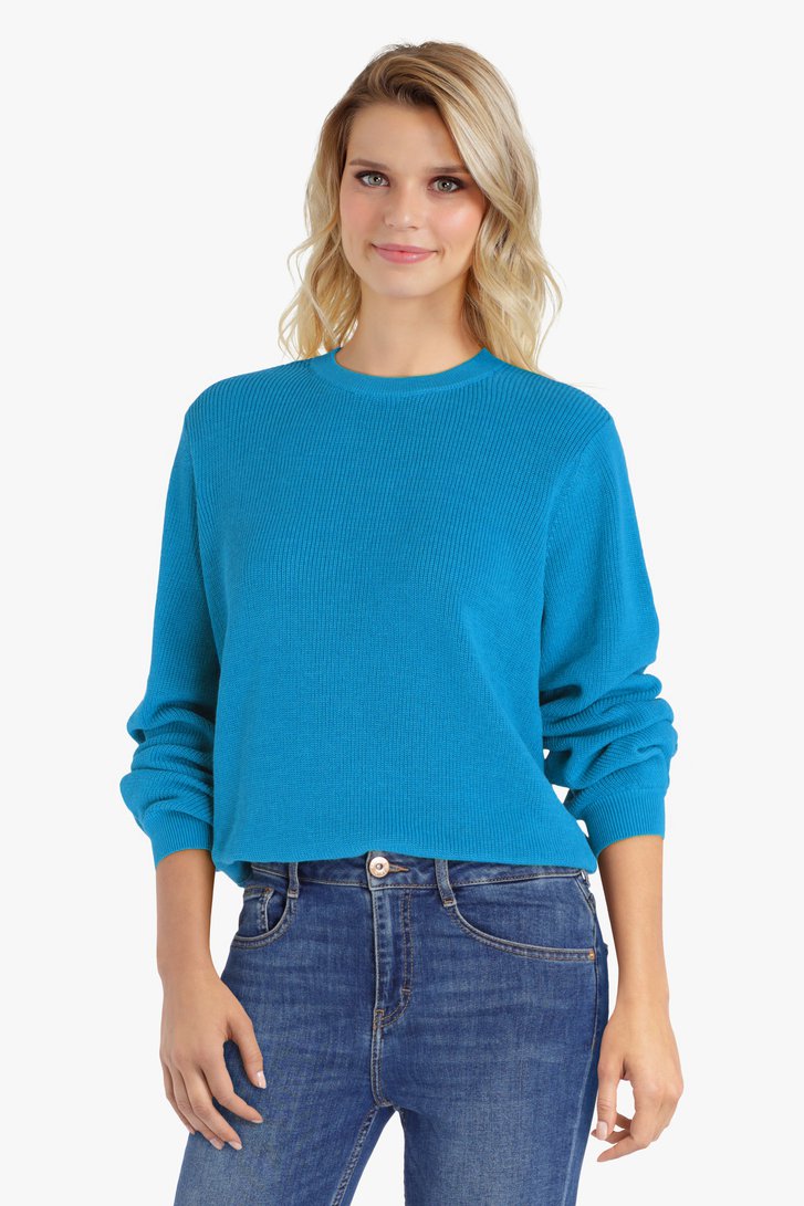Blauwe trui met geribbelde structuur van Liberty Loving nature voor Dames