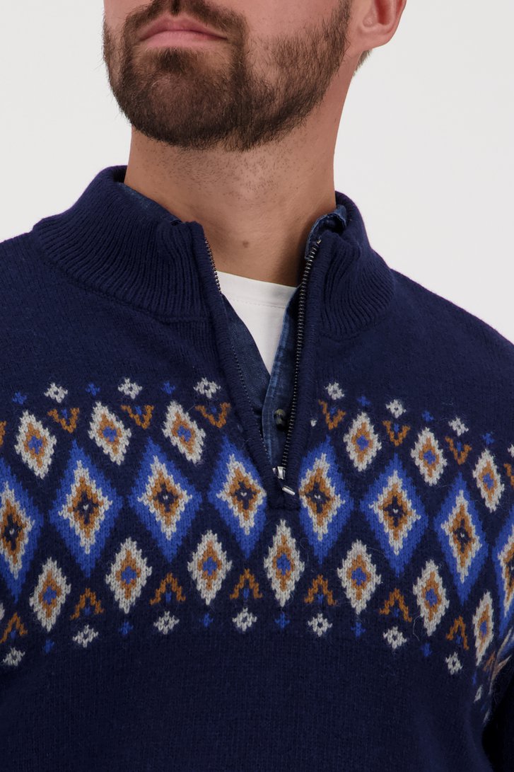 Blauwe trui met geruit patroon van Dansaert Blue voor Heren