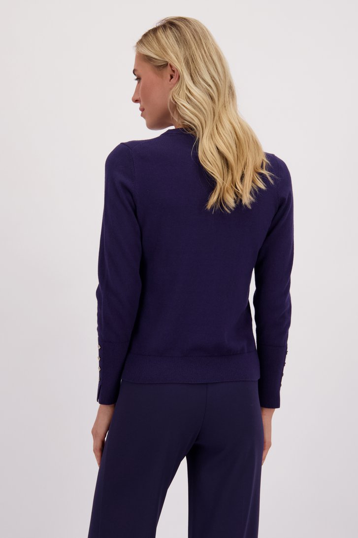 Achterkant van Blauwe trui met metallic knopen door Liberty Island voor Dames