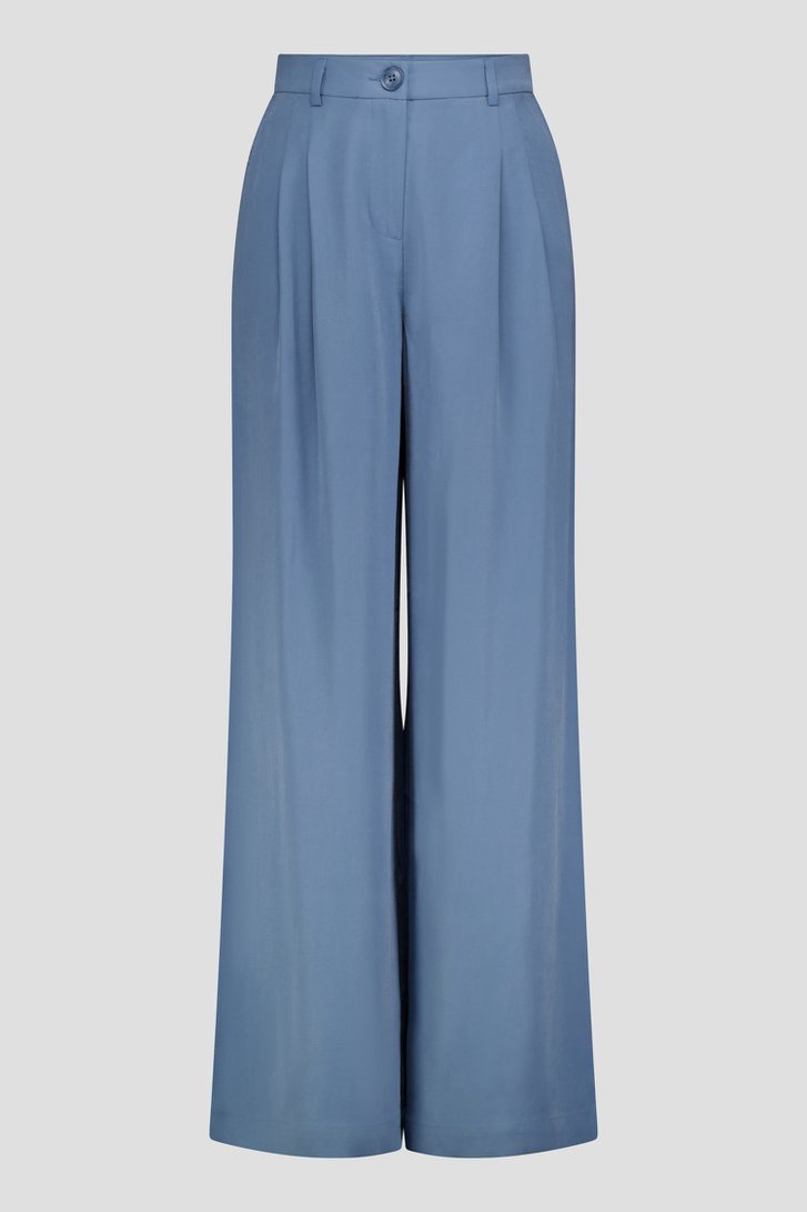 Productfoto 1 van Blauwe wijde broek met bandplooien door Libelle voor Dames
