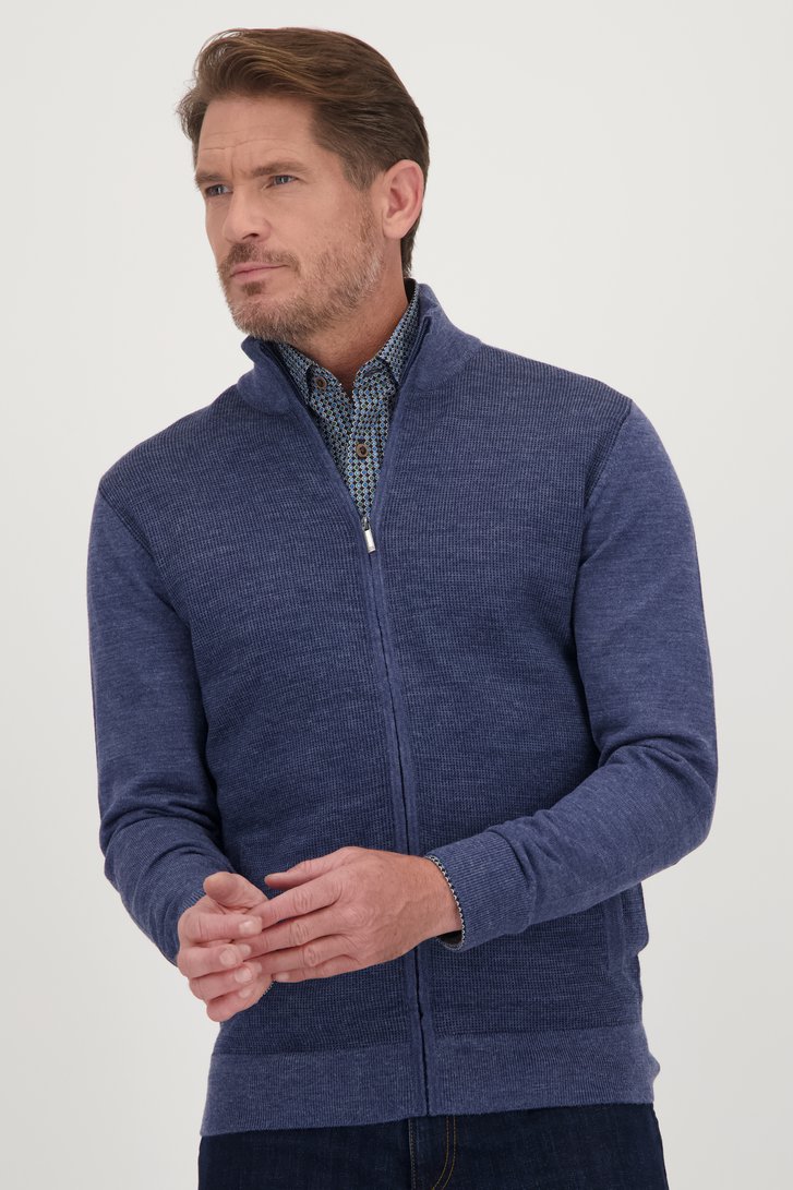 Blauwe wollen cardigan van Dansaert Blue voor Heren