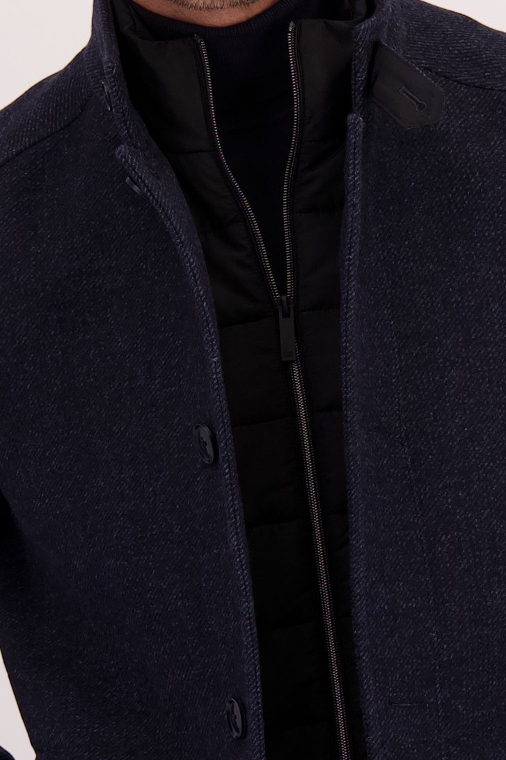 Detail van Blauwe wollen mantel door Dansaert Blue voor Heren