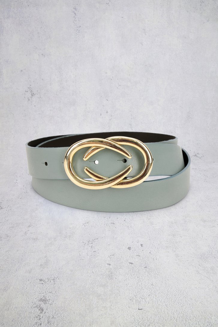 Voorkant van Blauwgrijze riem met gouden detailgesp door D'Auvry voor Dames