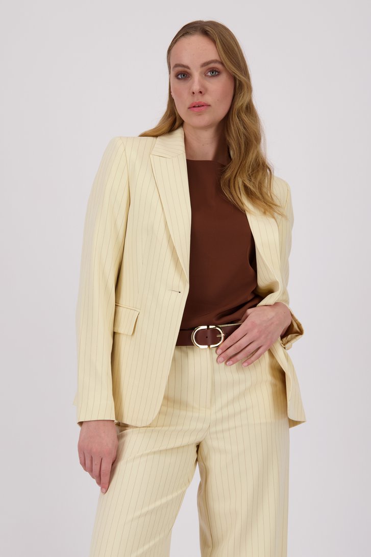 Blazer beige à rayures brillantes de D'Auvry pour Femmes