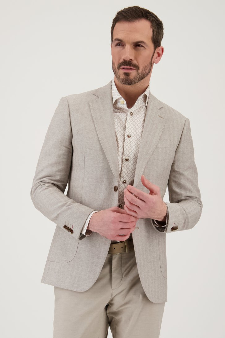 Blazer beige-marron à chevrons - slim fit de Upper East pour Hommes
