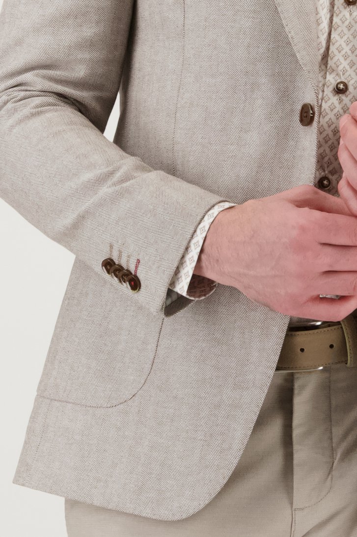 Blazer beige-marron à chevrons - slim fit de Upper East pour Hommes