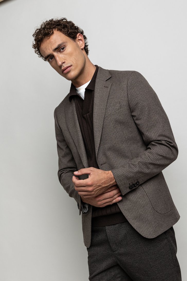 Photo supplémentaire 5 de Blazer brun à fines rayures - Slim fit de Upper East pour Hommes