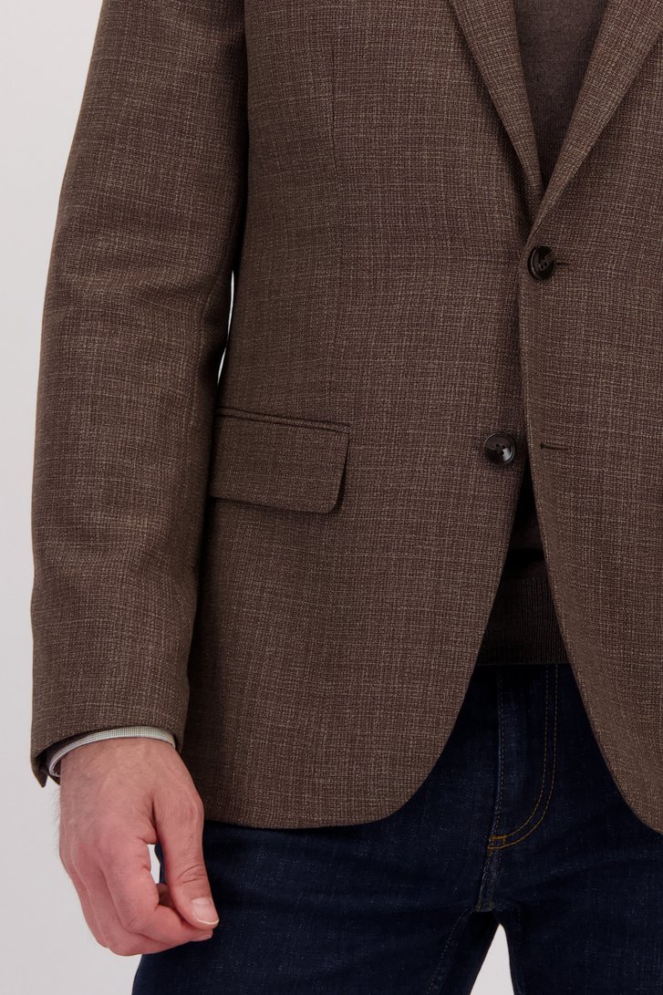 Détail de Blazer brun en laine à effet chiné de Dansaert Black Premium pour Hommes