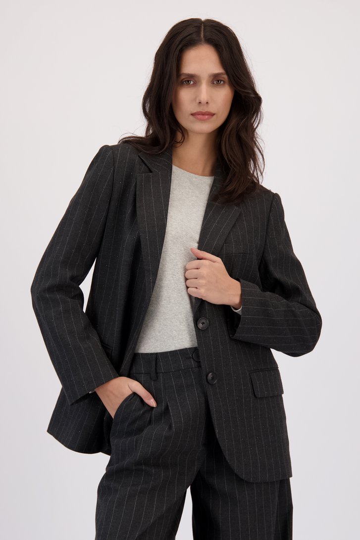 Le devant de Blazer gris à rayures avec des studs  de Louise pour Femmes