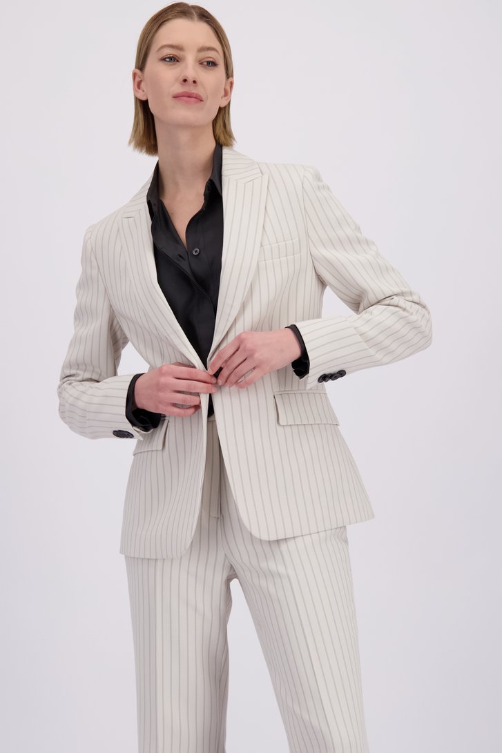 Le devant de Blazer gris clair à rayures de D'Auvry pour Femmes