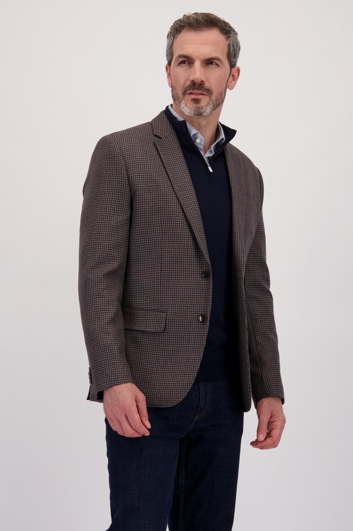 Le devant de Blazer gris en laine à motif pied-de-poule  de Dansaert Black Premium pour Hommes