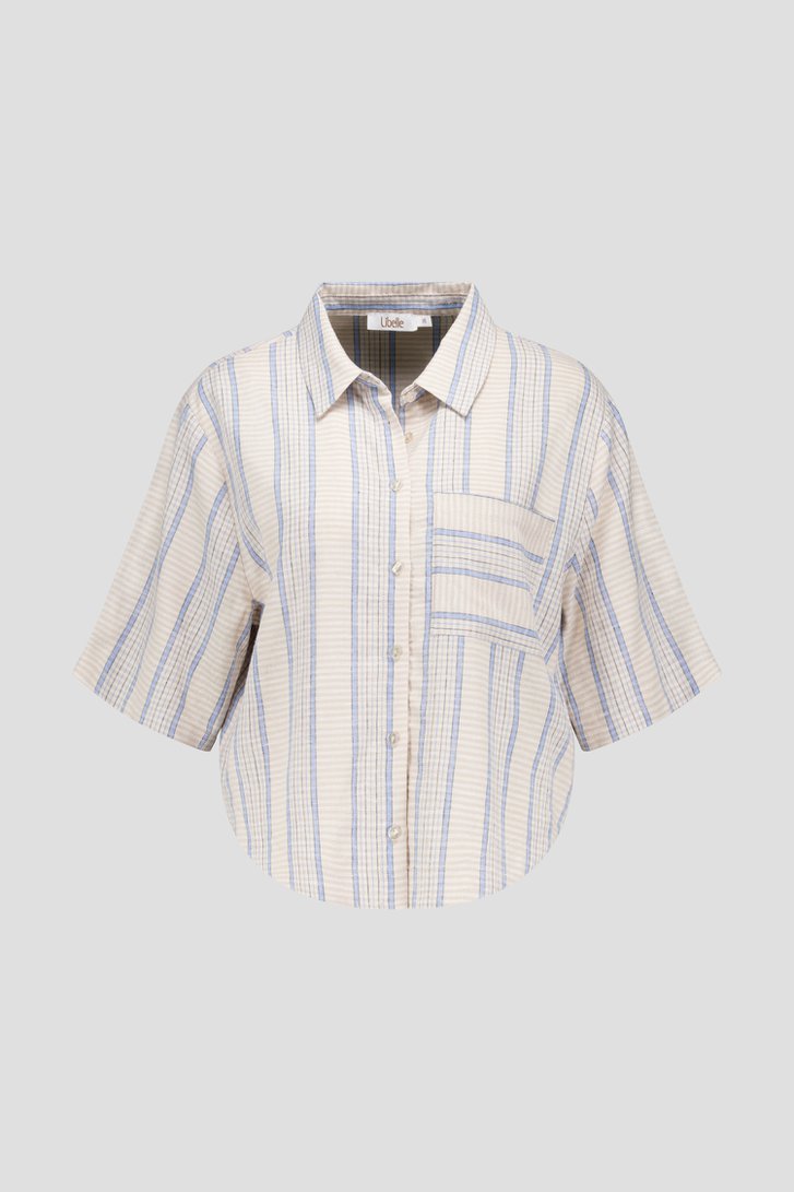 Blouse à carreaux beige à manches courtes de Libelle pour Femmes