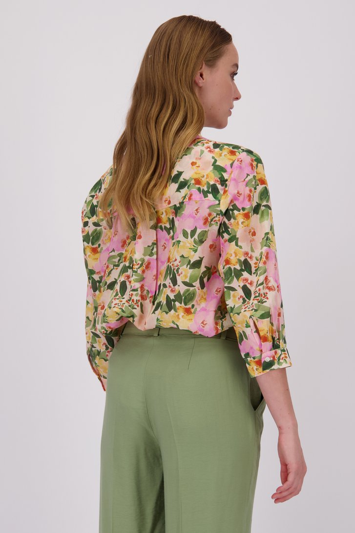 Blouse à fleurs roses et vertes de More & More pour Femmes