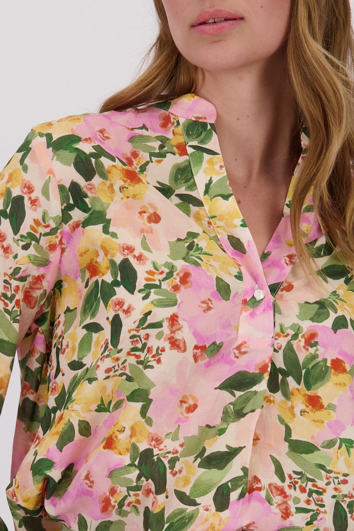 Blouse à fleurs roses et vertes de More & More pour Femmes