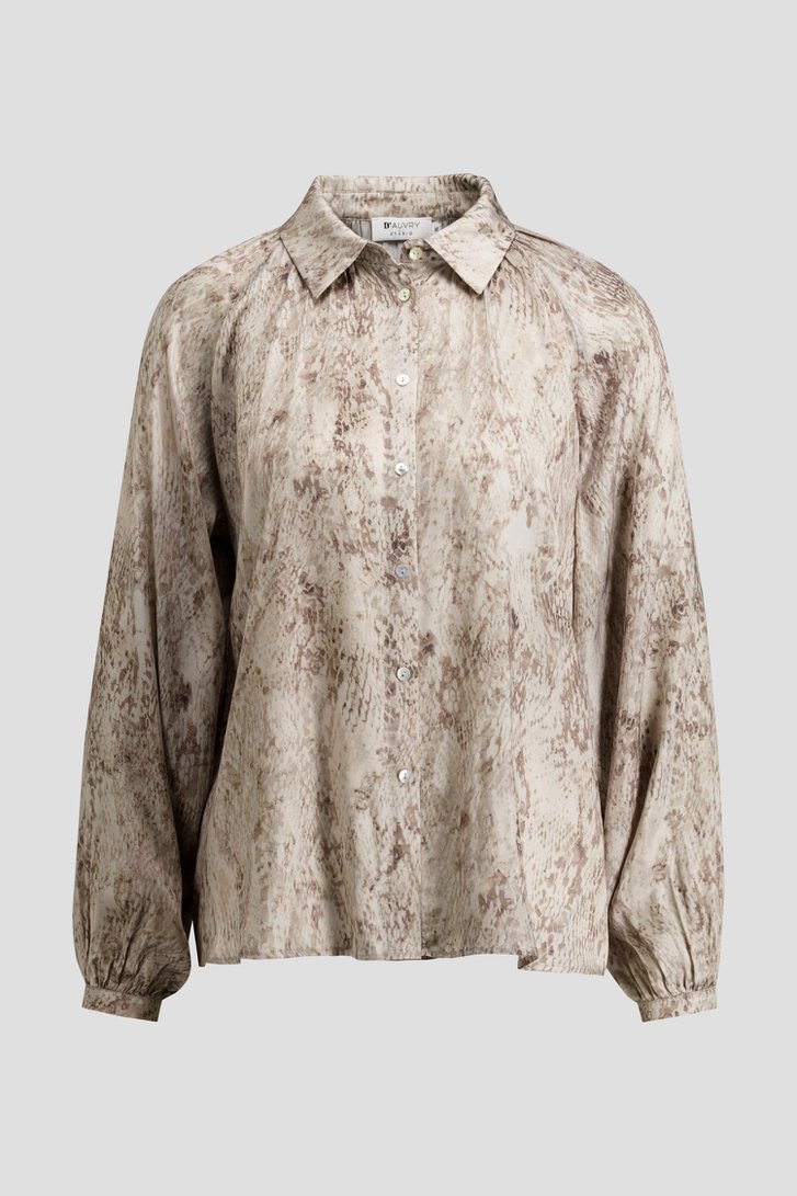 Photo produit 1 de Blouse à imprimé animal gris et beige de D'Auvry Studio pour Femmes