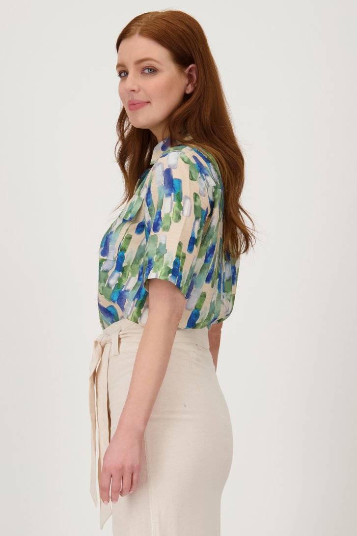 Blouse à imprimé aquarelle bleu et vert de Liberty Loving nature pour Femmes